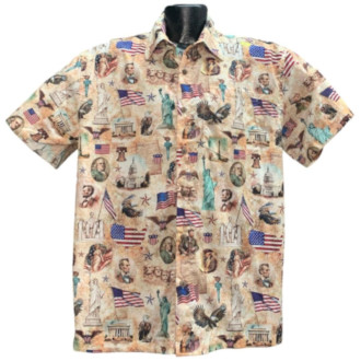 Founding Fathers Patriotic Hawaiian Shirt- Made in USA- 100% Cotton